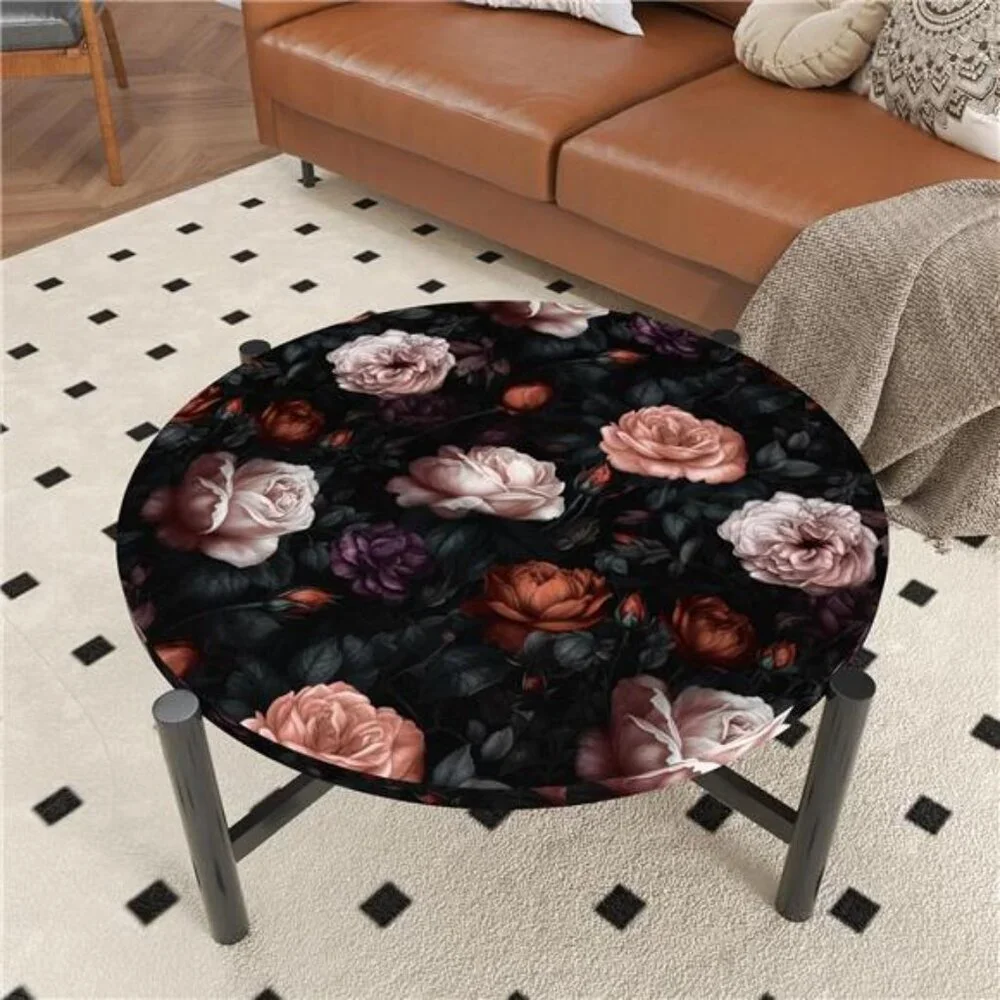 Dark Black Big Peony Floral Contact Paper Retro Wallpaper Peel